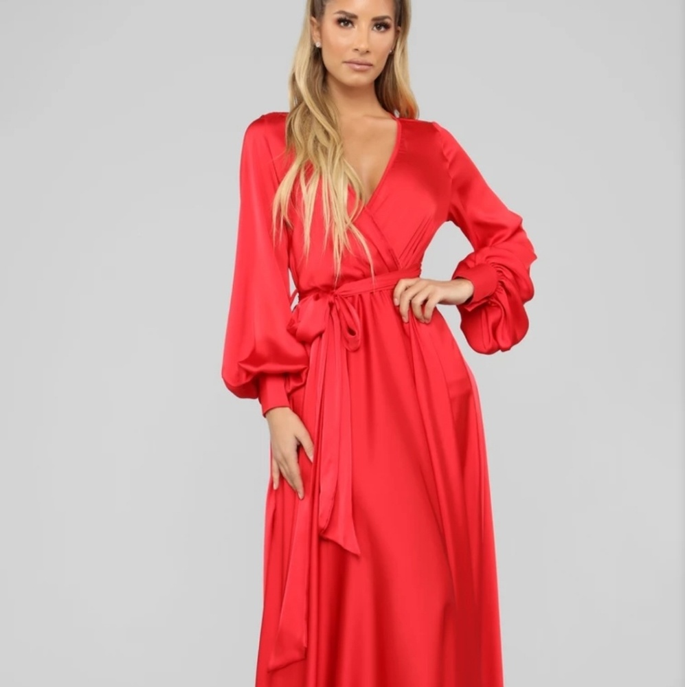 Red silk dress